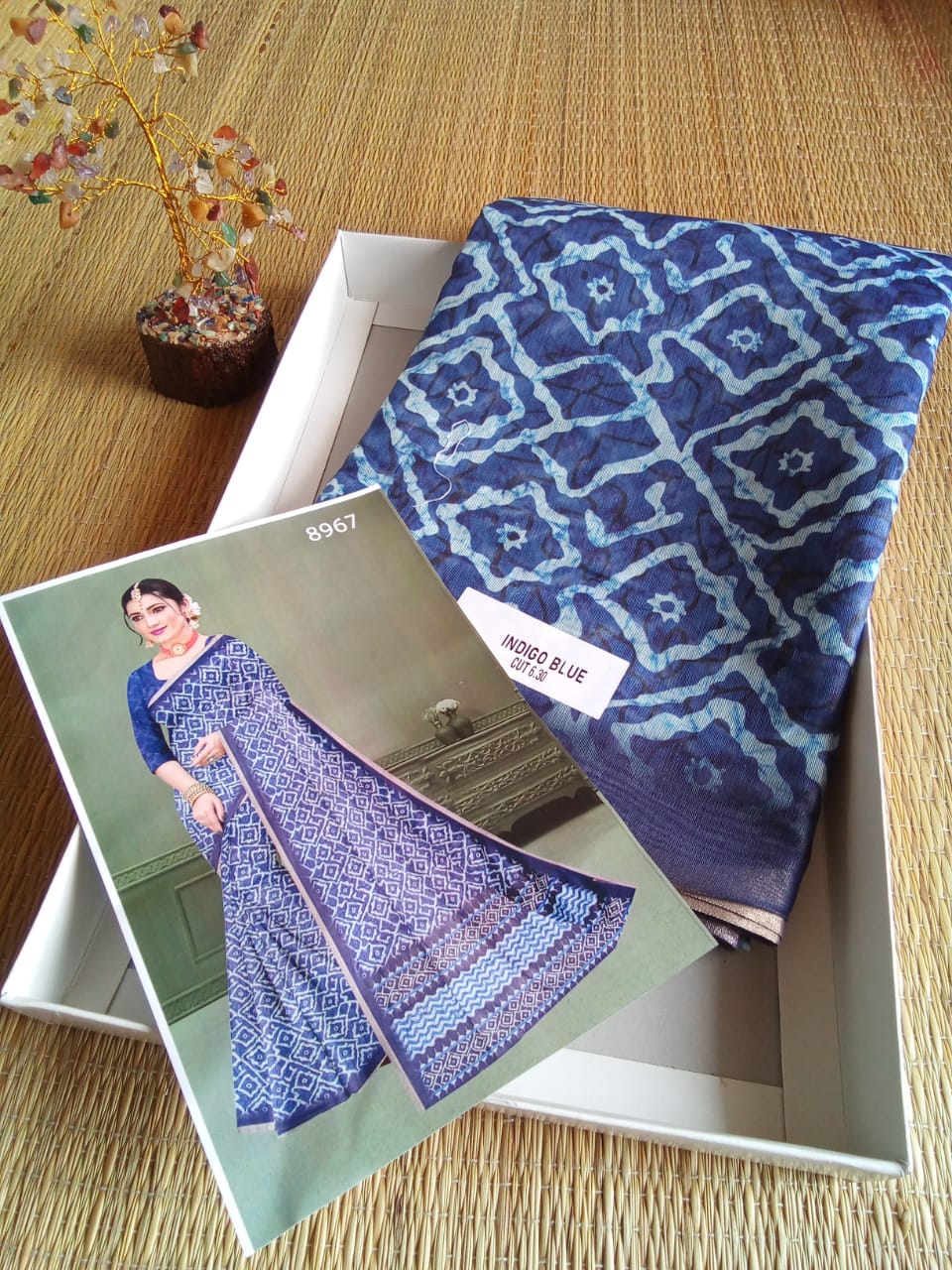 Indigo Chanderi Cotton Saree